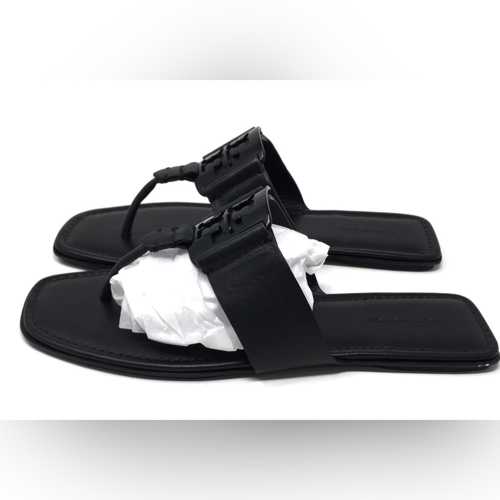 * SOLD Tory Burch Georgia Sandal Thong Comfort Leather Perfect Black, Sz 9 - Picture 7 of 12